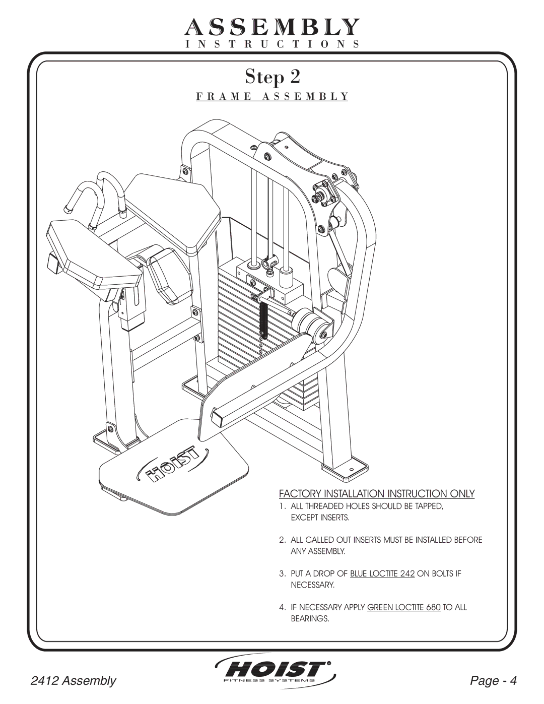 Hoist Fitness CL-2412 owner manual Hoist 