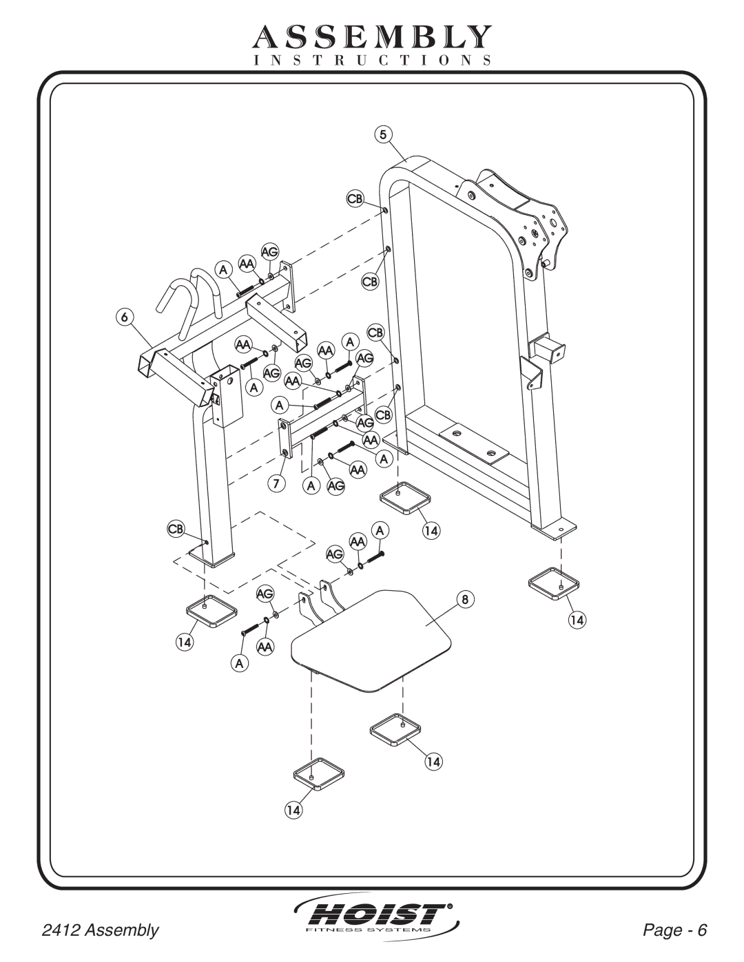 Hoist Fitness CL-2412 owner manual Aa Aa Ag Aa Ag Cb 