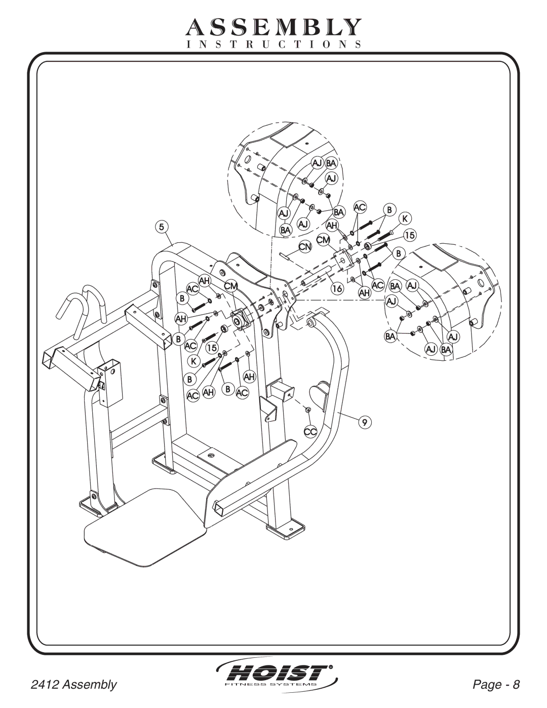 Hoist Fitness CL-2412 owner manual Aj Ba 