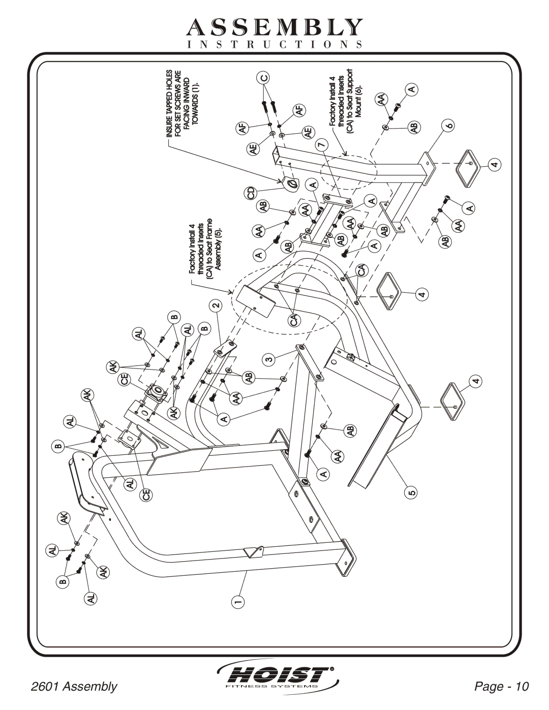 Hoist Fitness CL-2601 owner manual Af Ae 