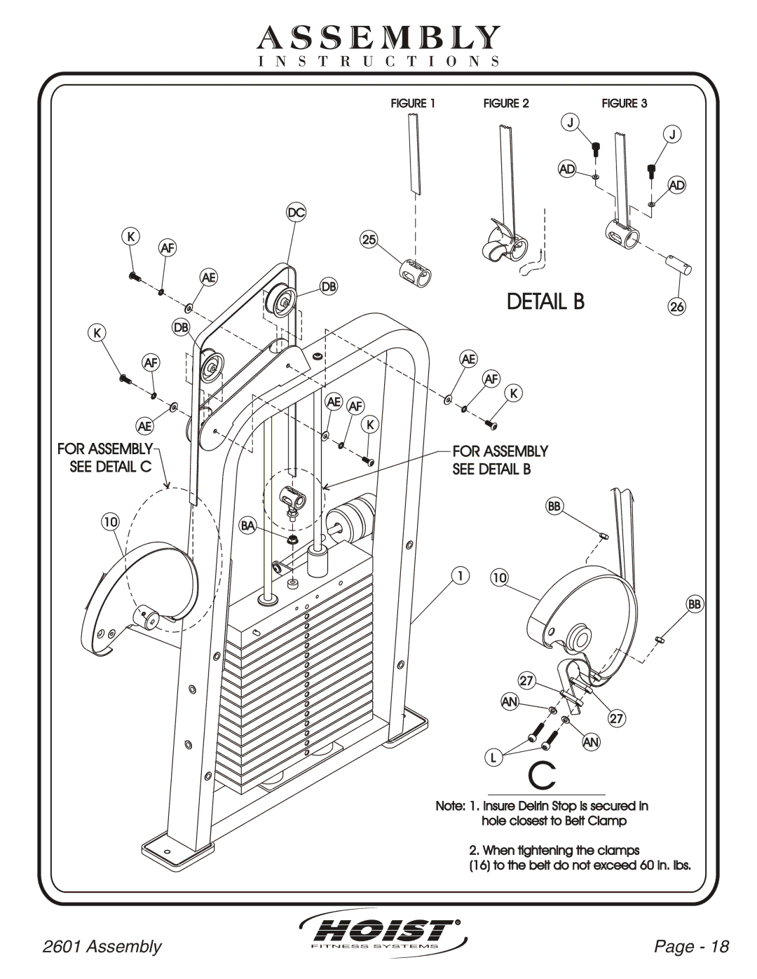 Hoist Fitness CL-2601 owner manual Detail B 