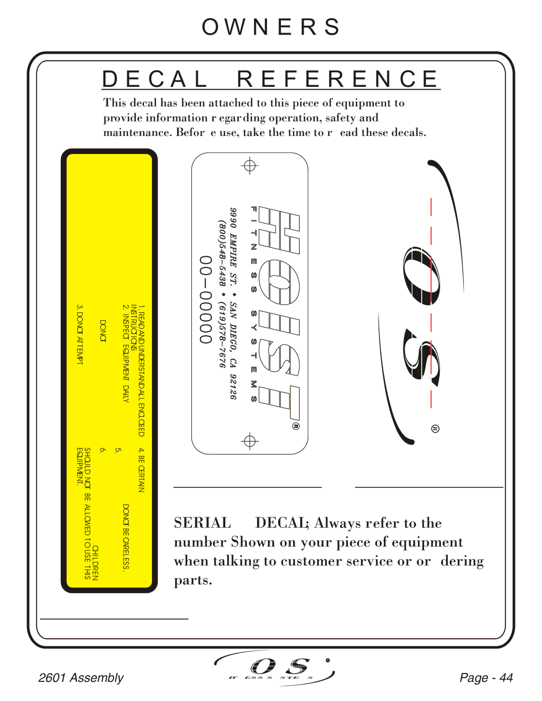 Hoist Fitness CL-2601 owner manual 021-0003006 