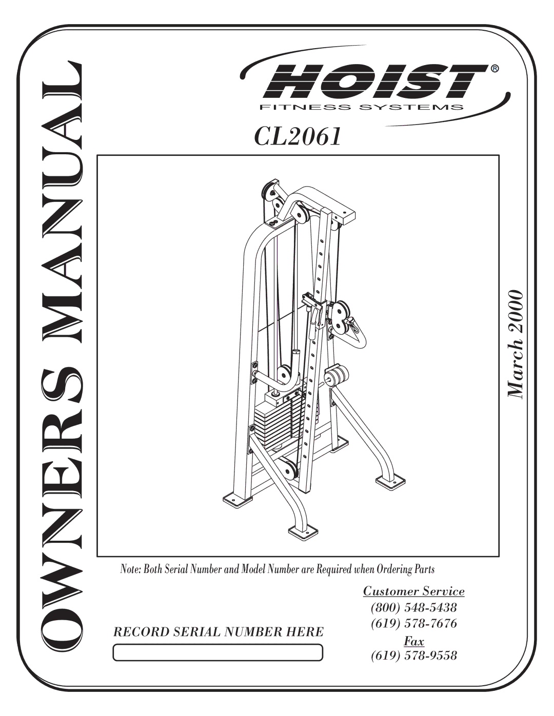 Hoist Fitness CL2061 owner manual Hoist R 