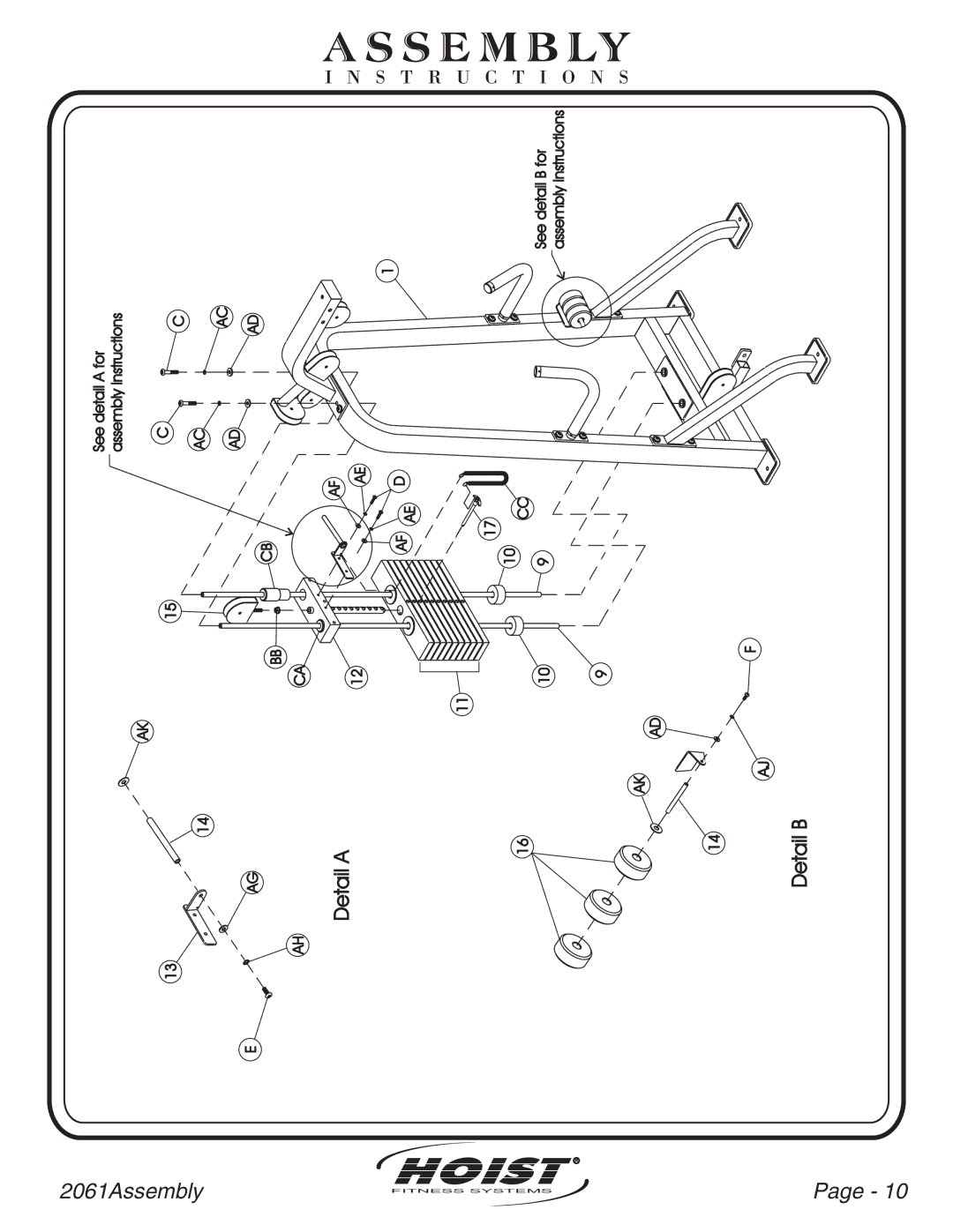 Hoist Fitness CL2061 owner manual Detail a 