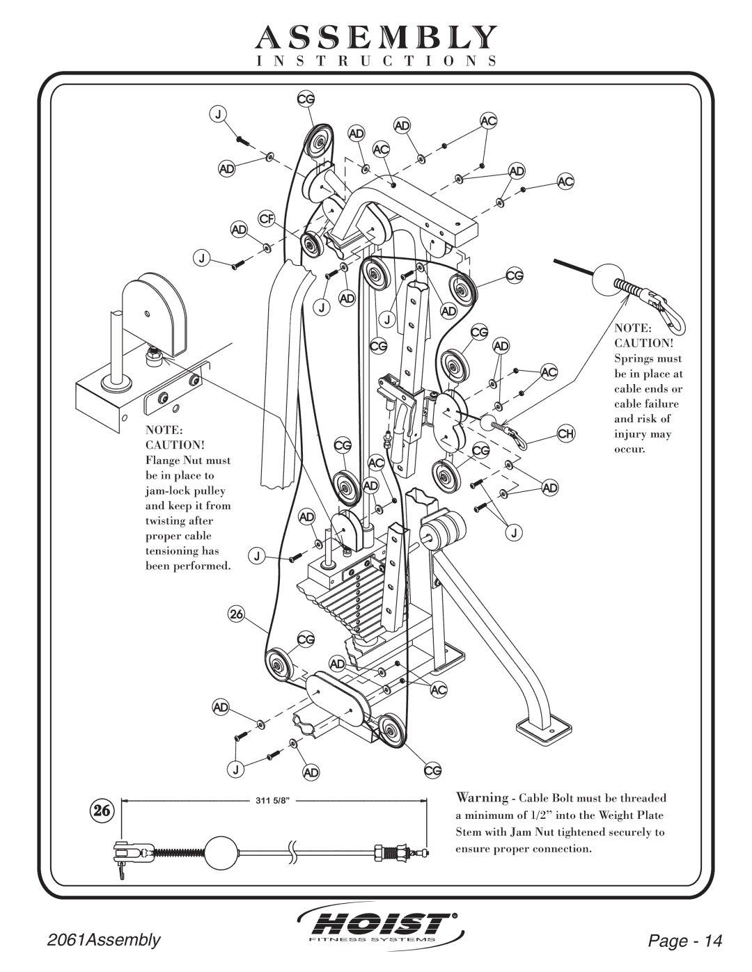 Hoist Fitness CL2061 owner manual Cable failure 