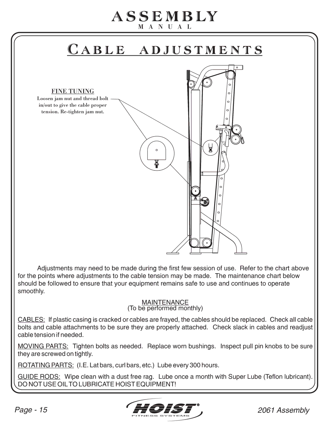 Hoist Fitness CL2061 owner manual S E M B Ly 