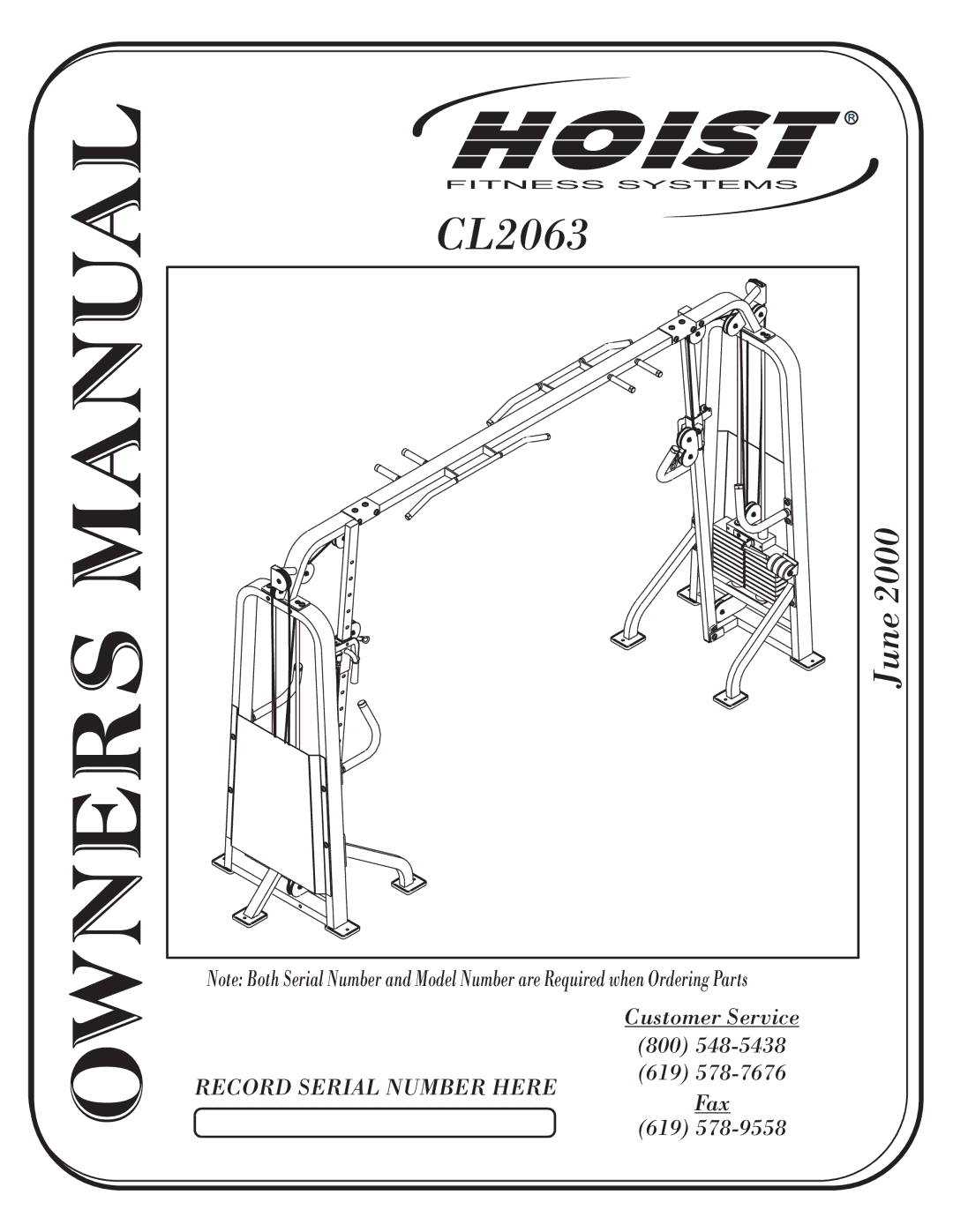 Hoist Fitness CL2063 owner manual Hoist R 