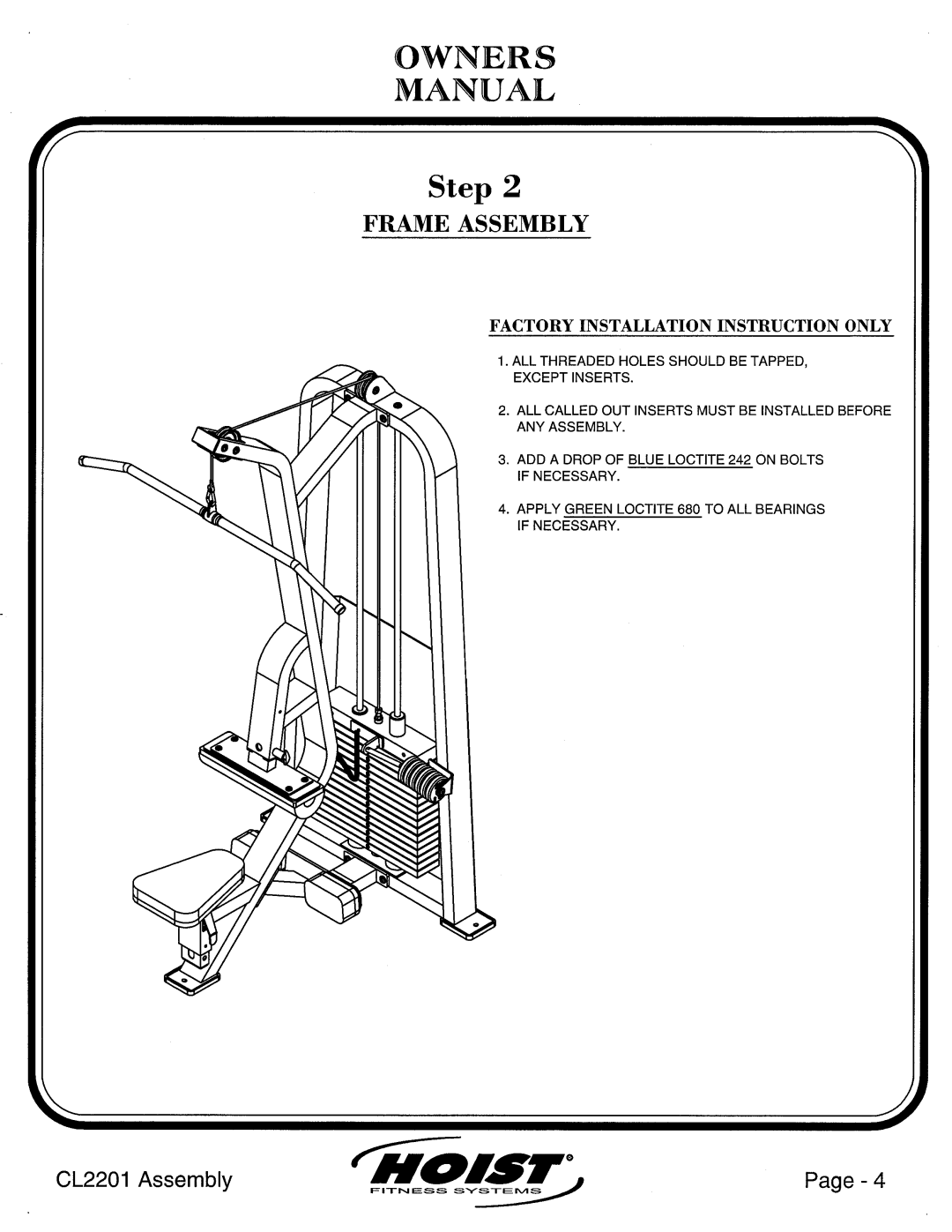 Hoist Fitness CL2201 manual 