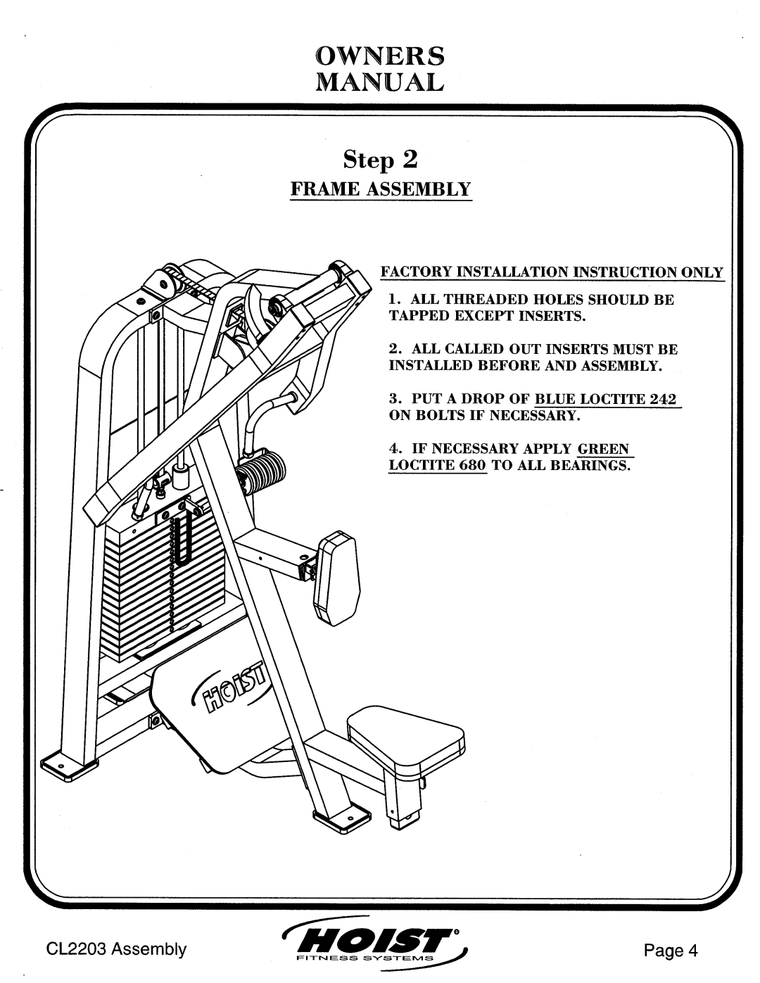 Hoist Fitness CL2203 manual 