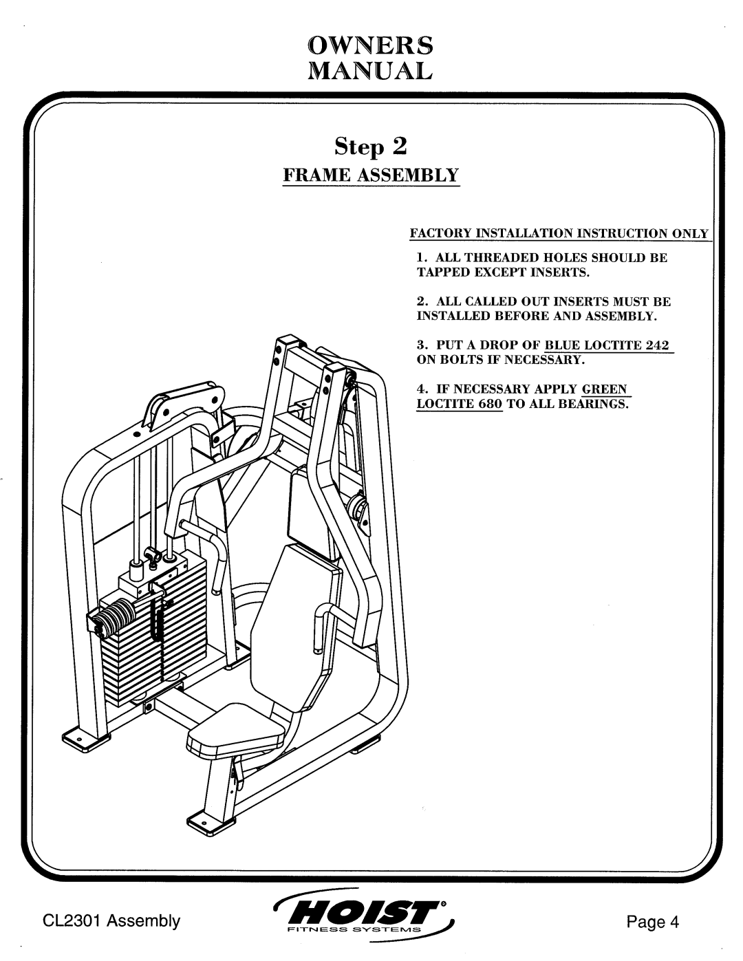 Hoist Fitness CL2301 manual 