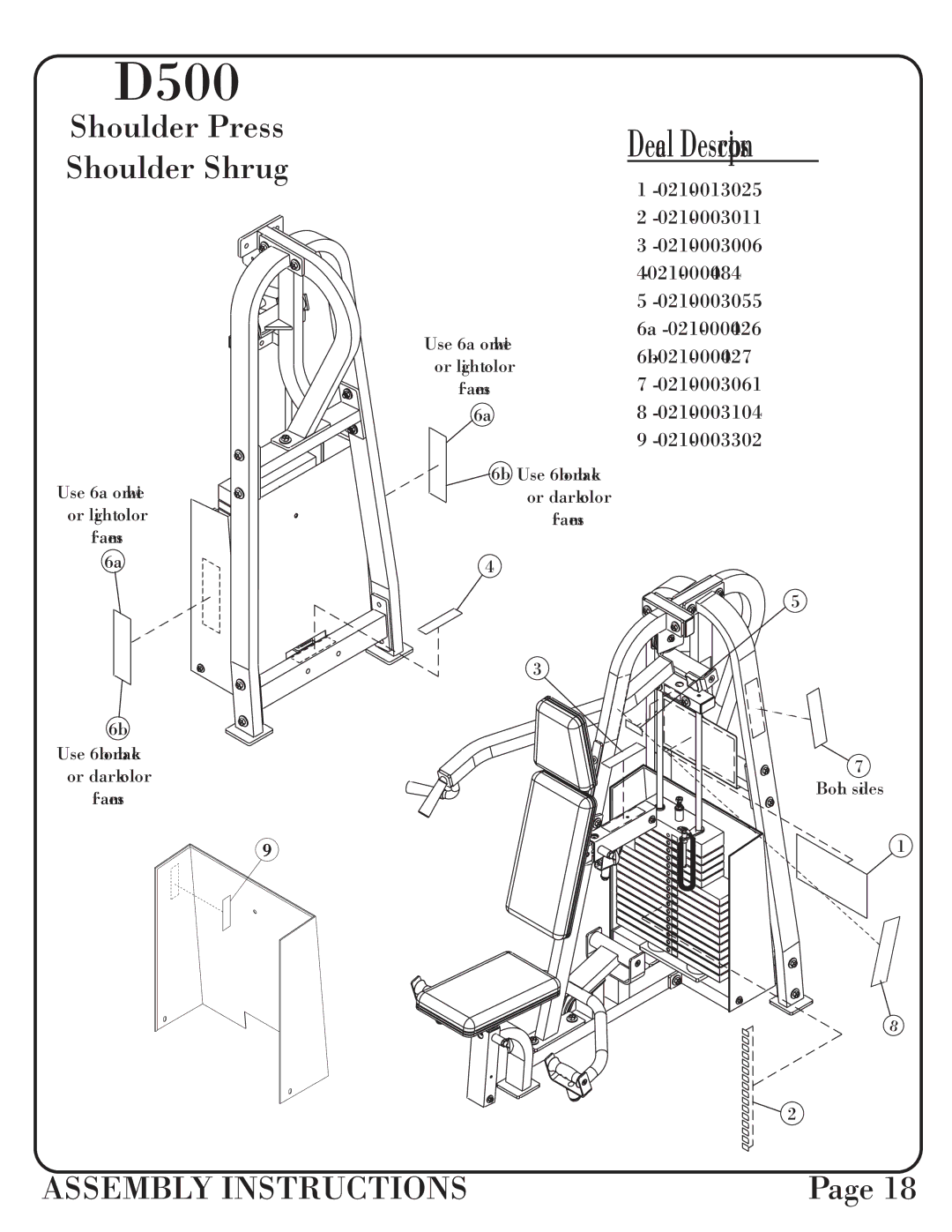 Hoist Fitness dual500 manual Decal Descriptions 