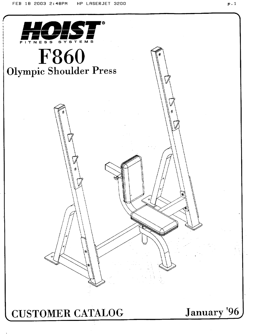 Hoist Fitness f860 manual 