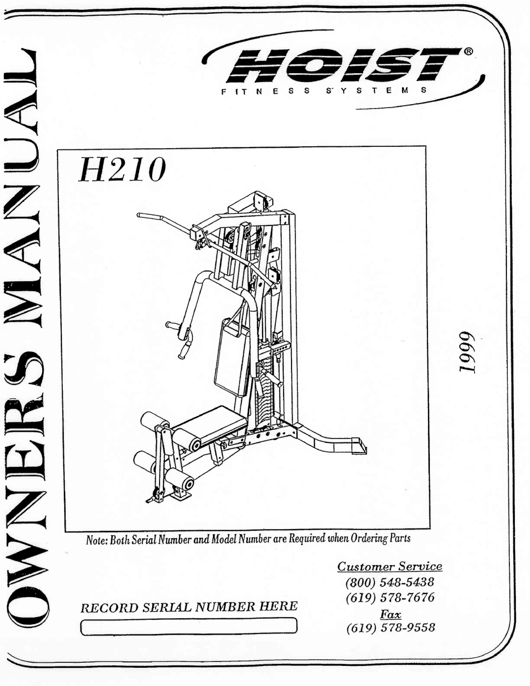 Hoist Fitness H210 manual 