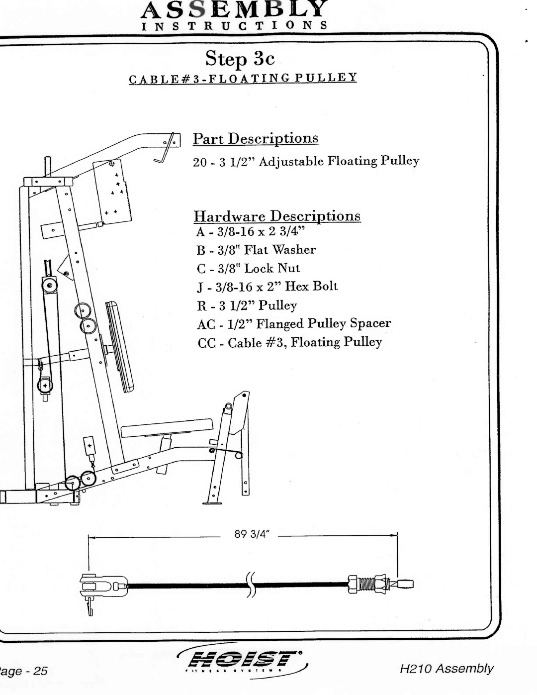 Hoist Fitness H210 manual 