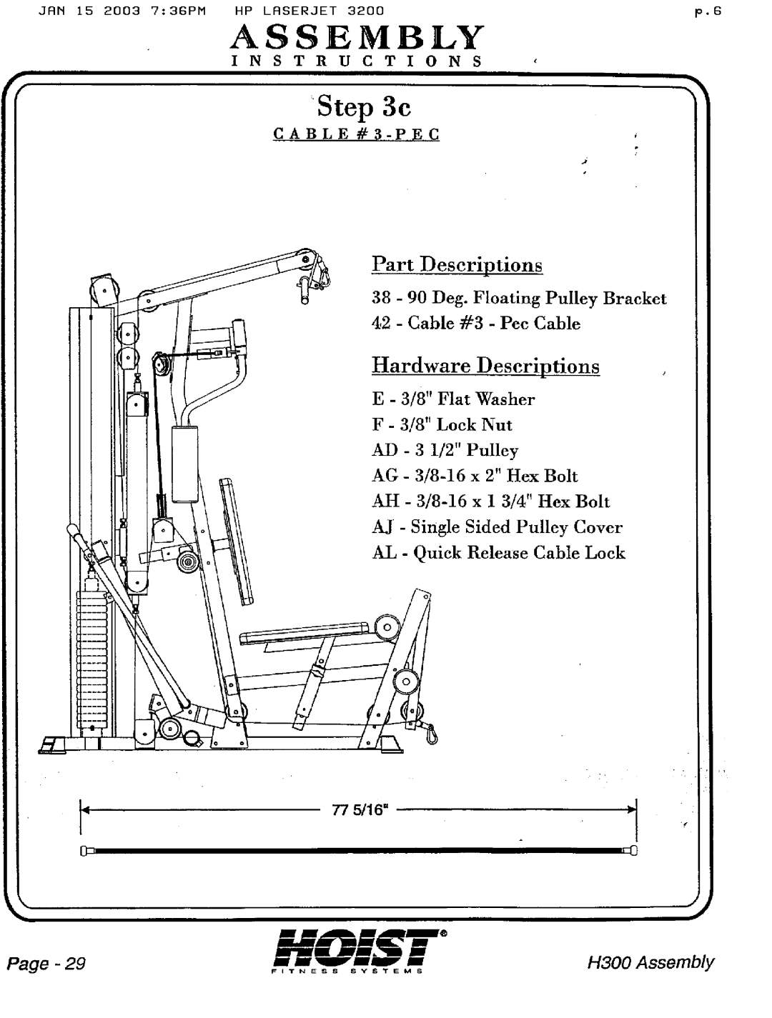 Hoist Fitness H300 manual 