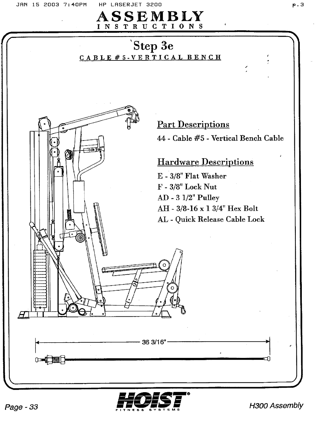 Hoist Fitness H300 manual 