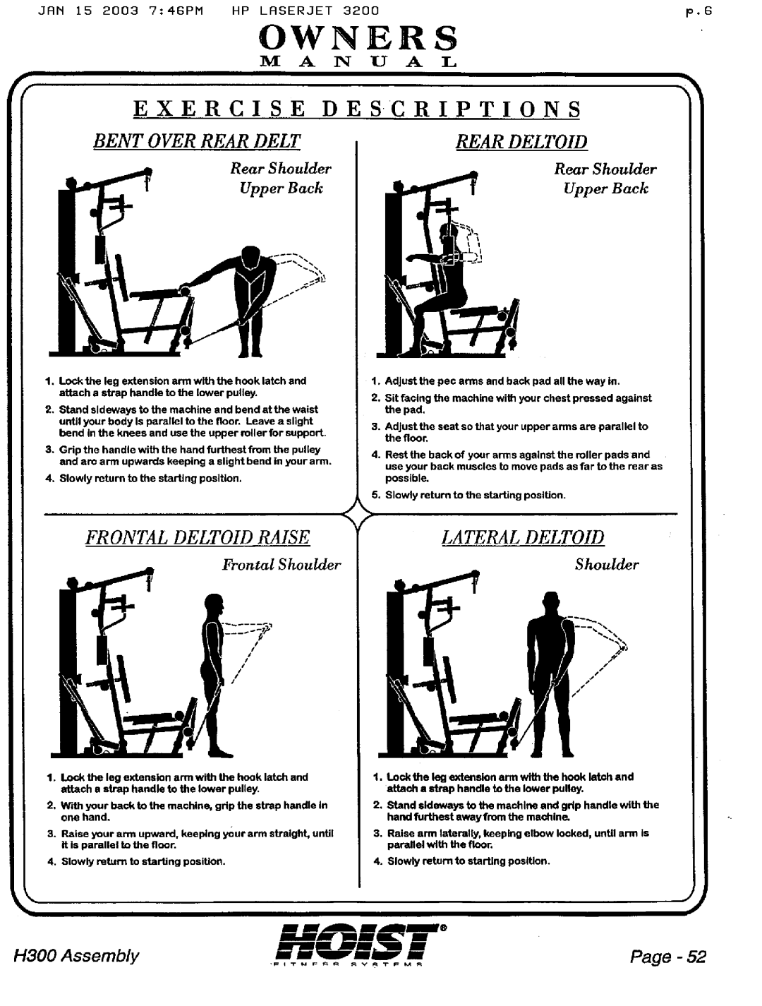 Hoist Fitness H300 manual 