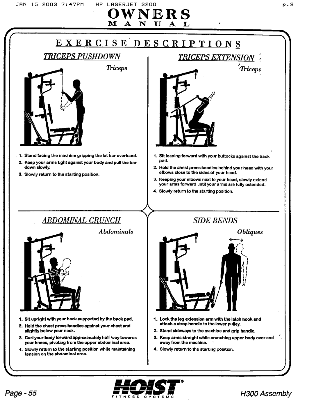 Hoist Fitness H300 manual 