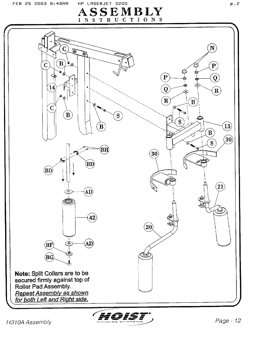 Hoist Fitness H310A manual 