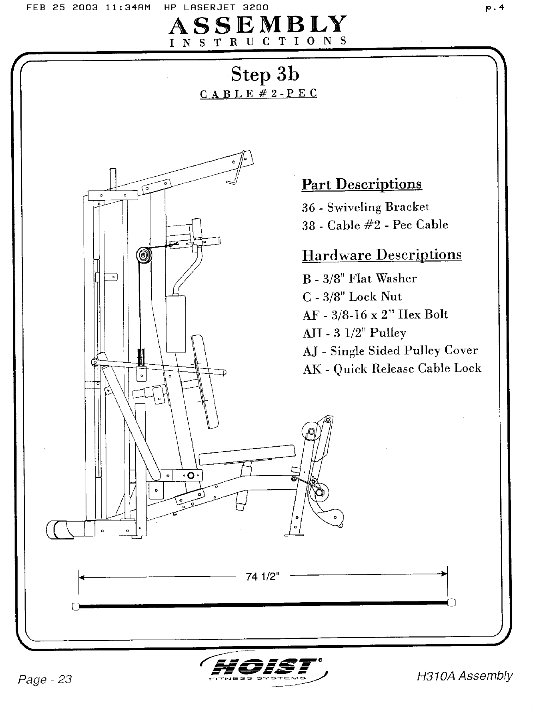 Hoist Fitness H310A manual 