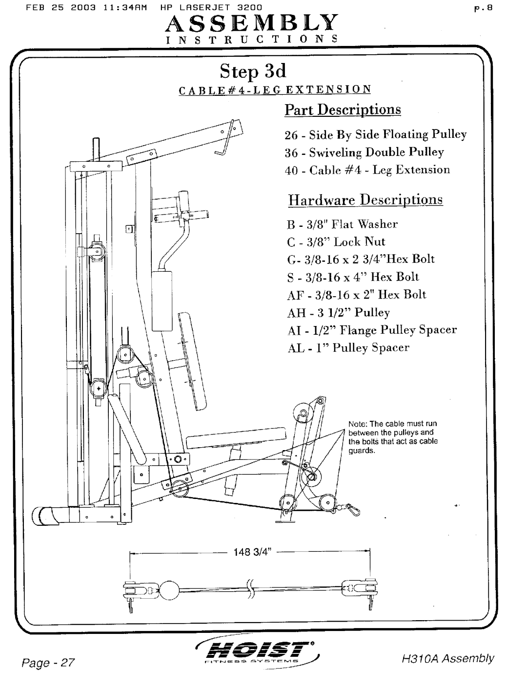 Hoist Fitness H310A manual 