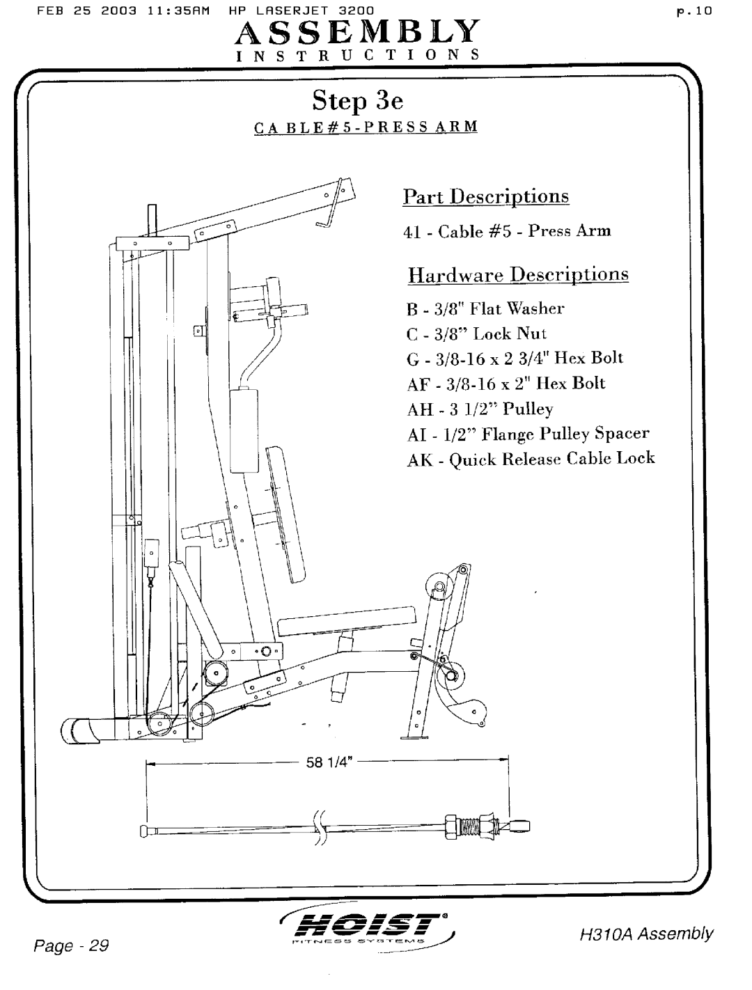 Hoist Fitness H310A manual 