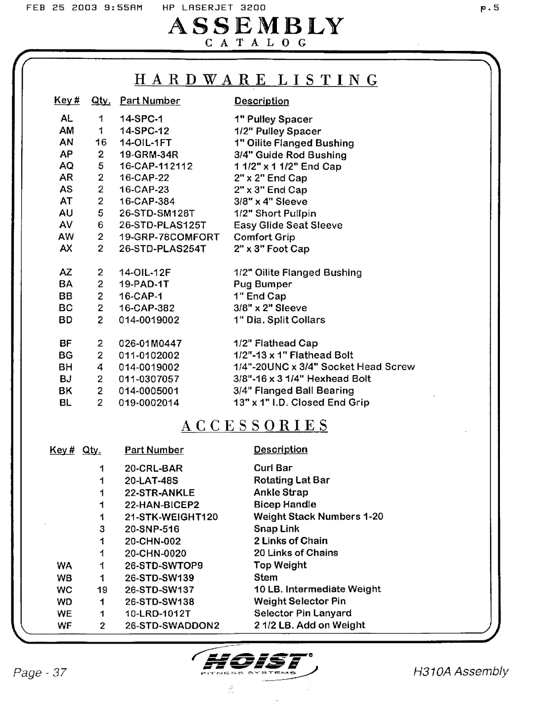 Hoist Fitness H310A manual 