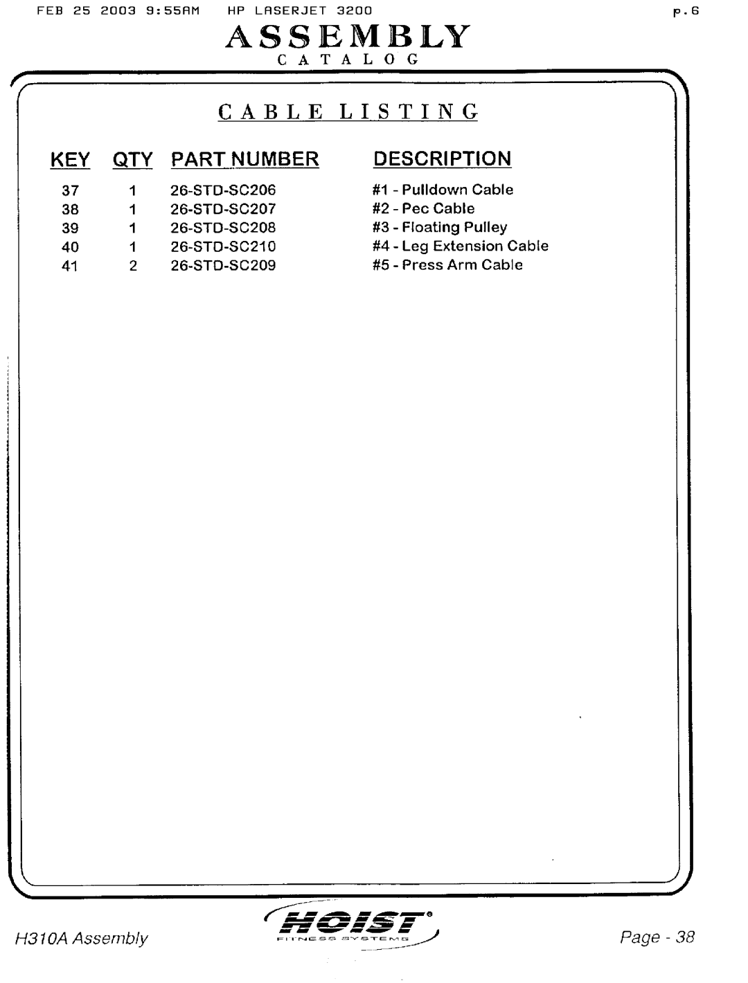 Hoist Fitness H310A manual 