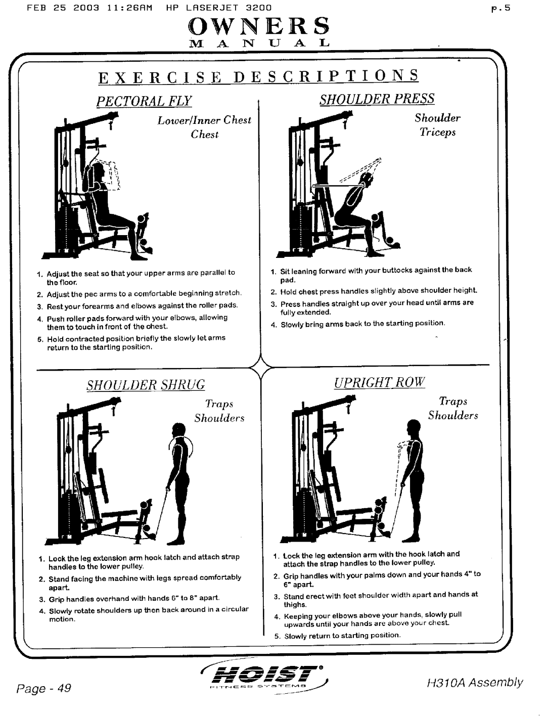 Hoist Fitness H310A manual 