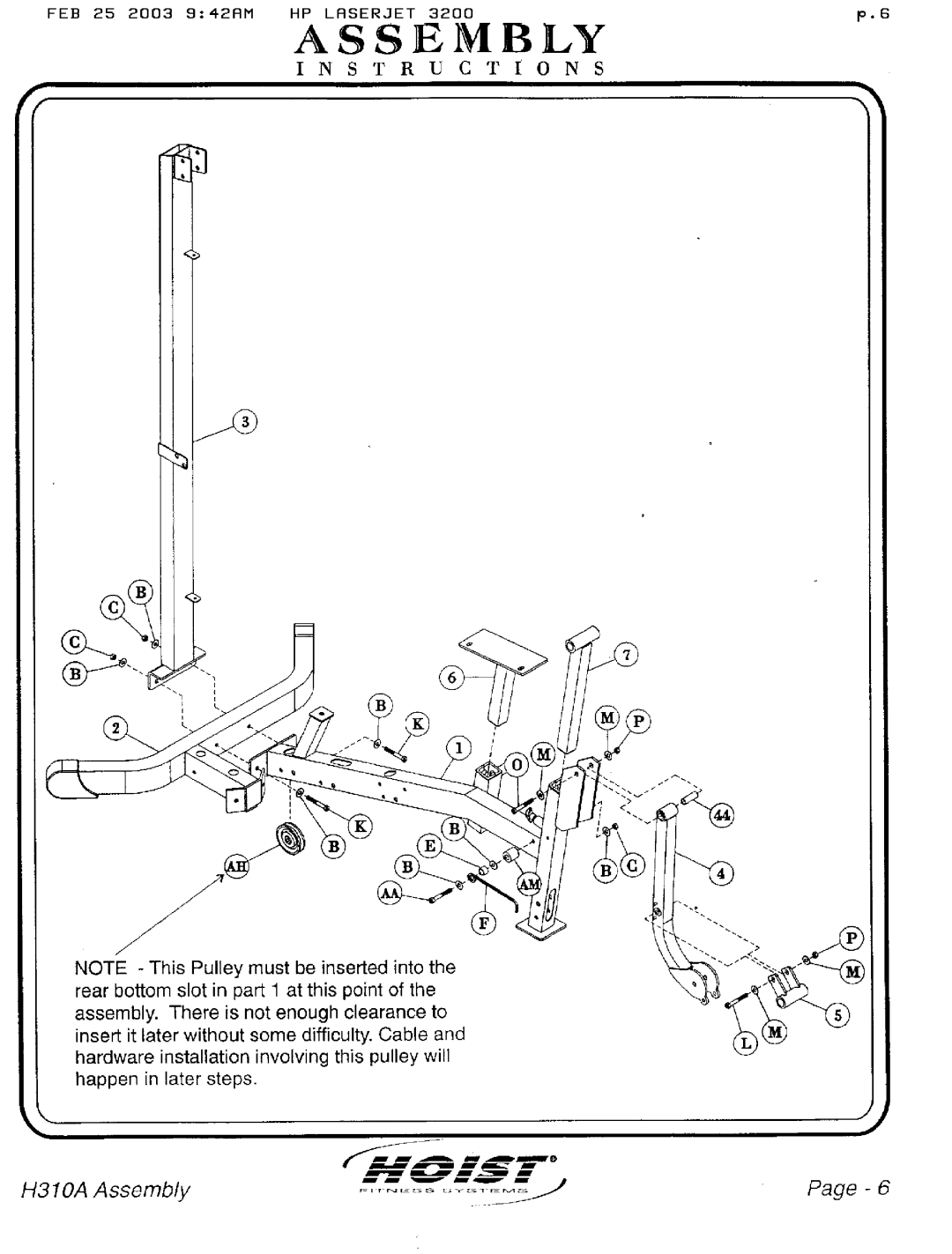 Hoist Fitness H310A manual 