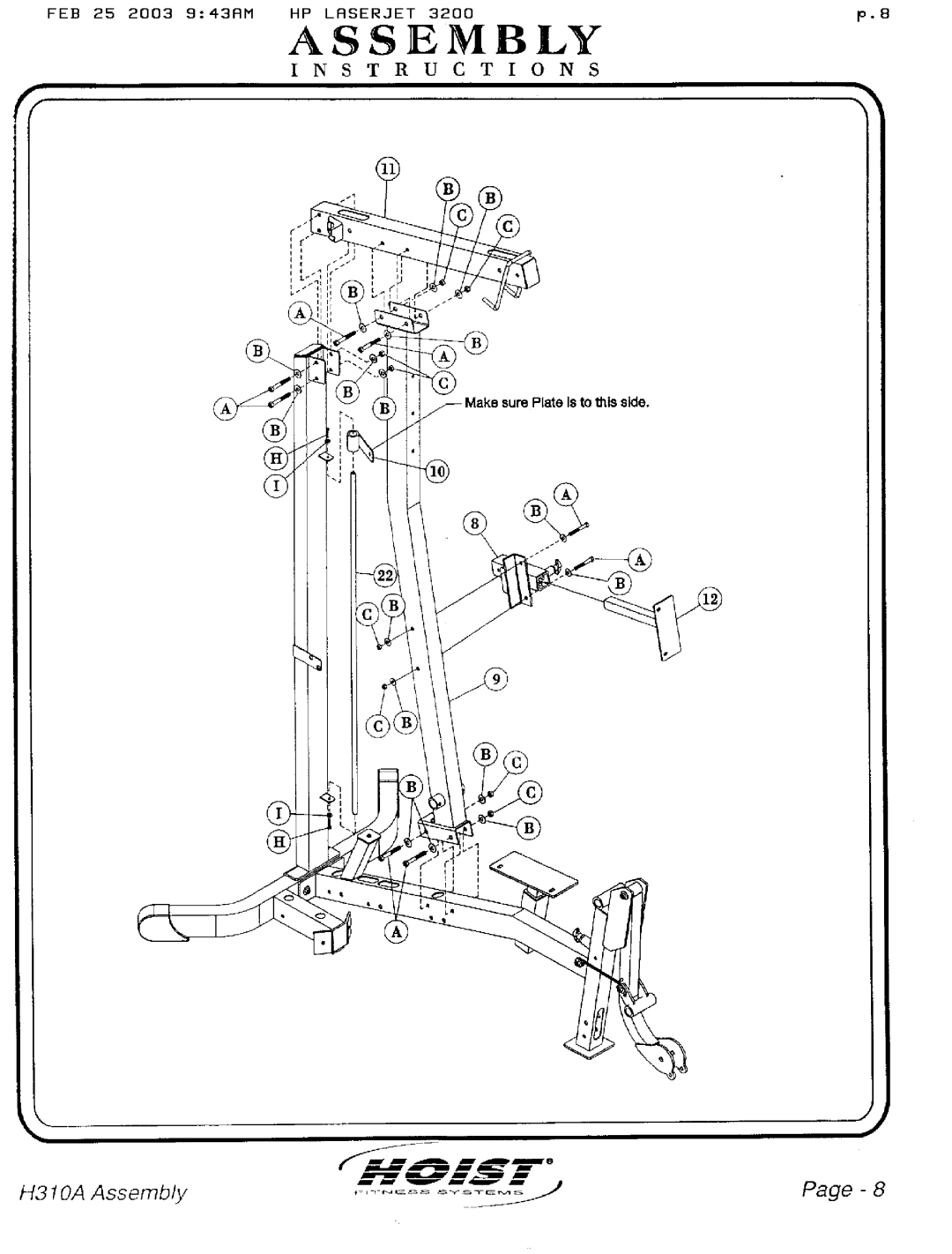 Hoist Fitness H310A manual 