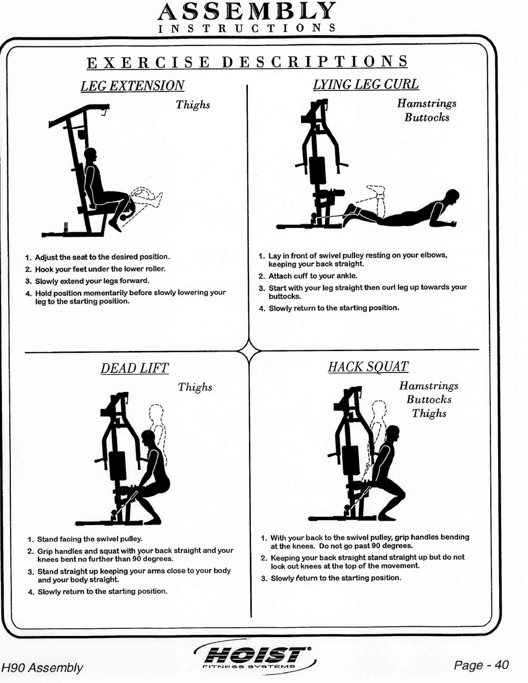 Hoist Fitness H90 manual 