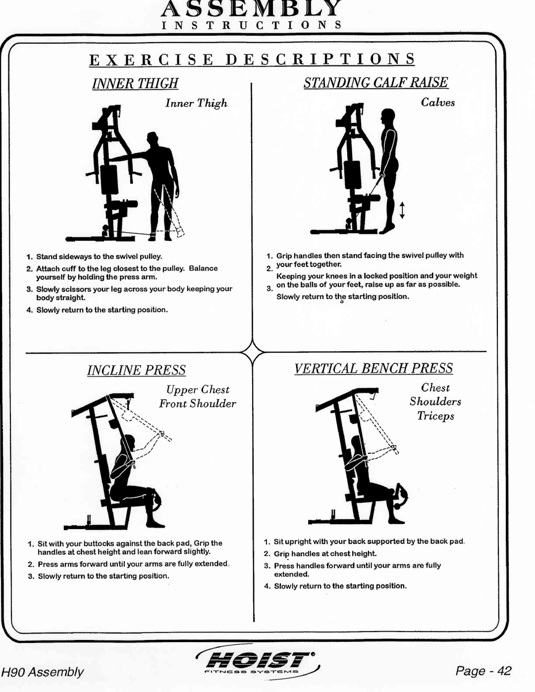 Hoist Fitness H90 manual 