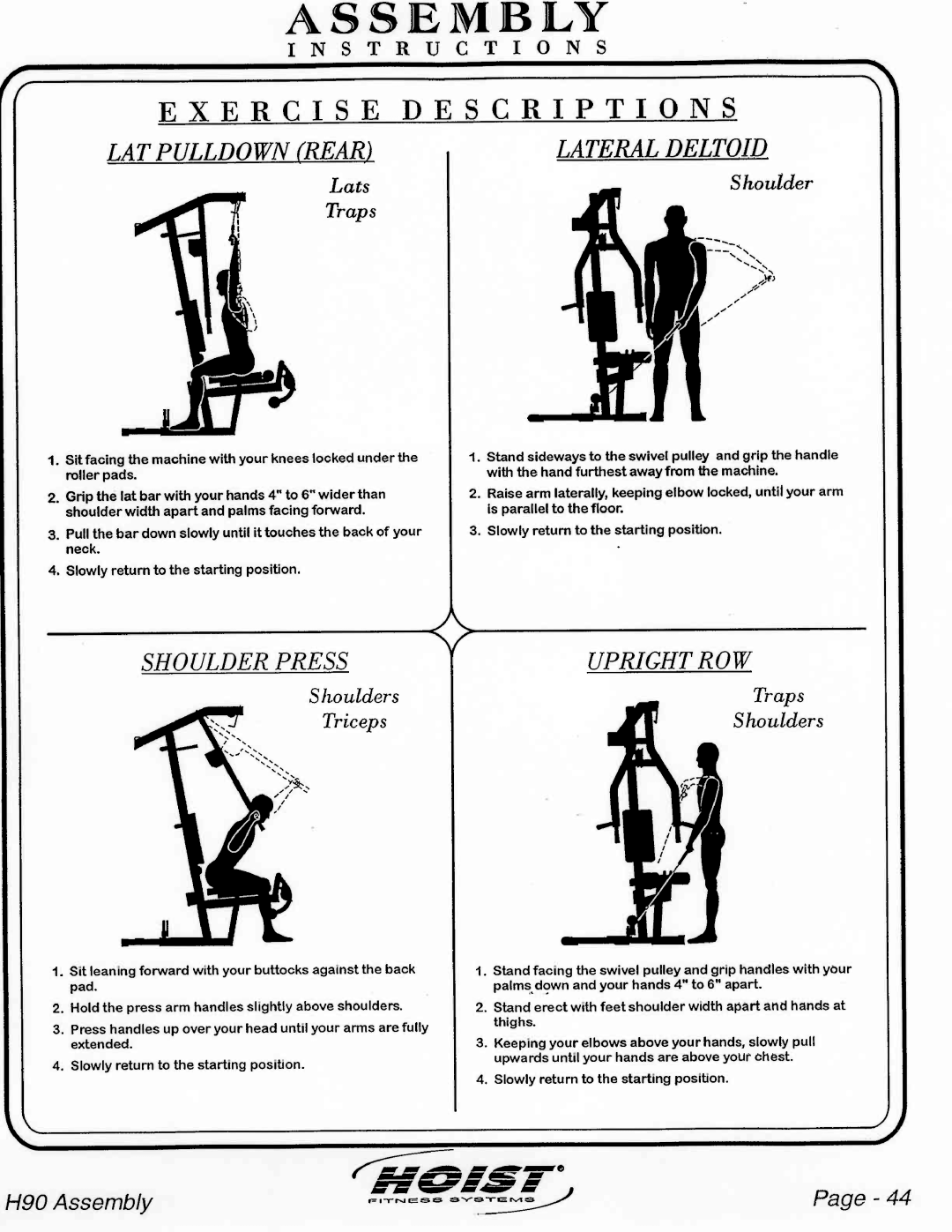 Hoist Fitness H90 manual 