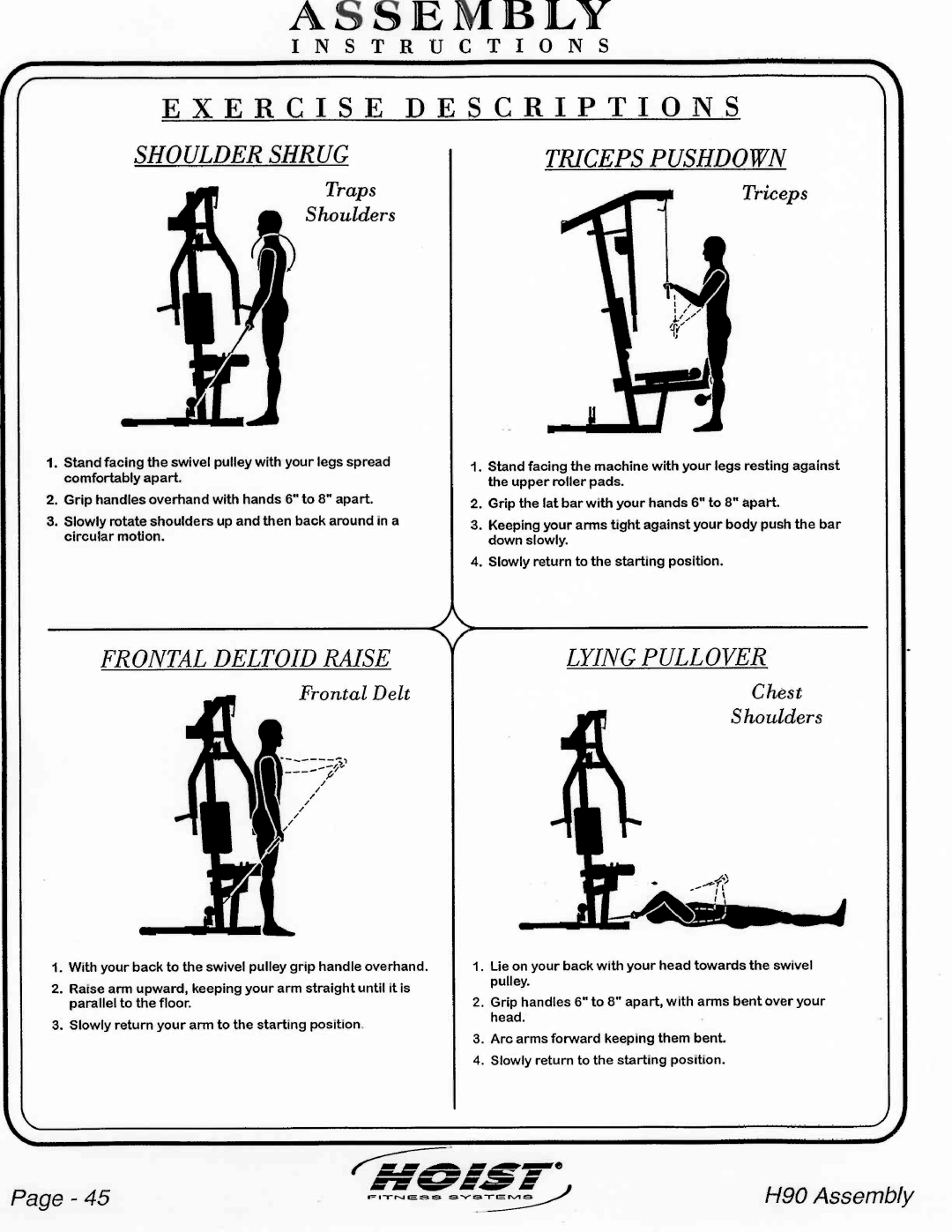 Hoist Fitness H90 manual 