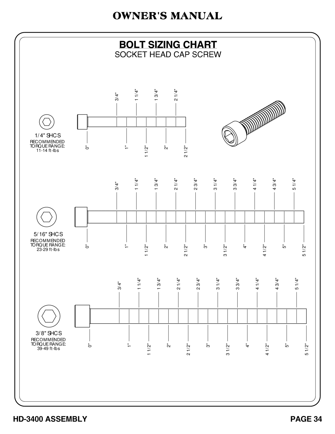 Hoist Fitness hd-3400 owner manual Socket Head CAP Screw 