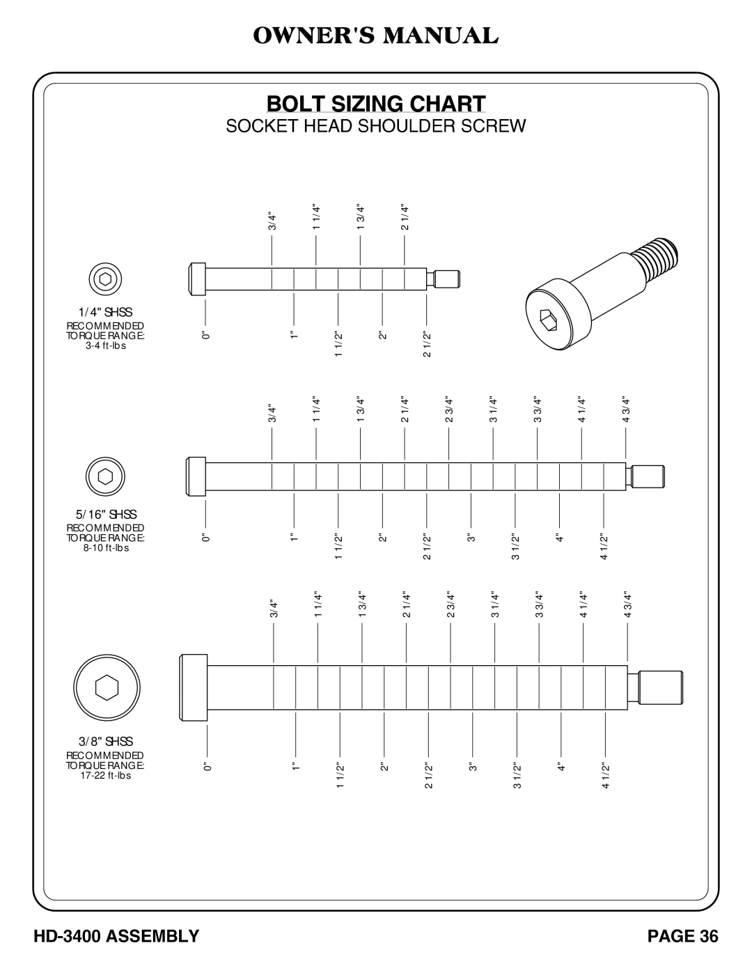 Hoist Fitness hd-3400 owner manual Socket Head Shoulder Screw 