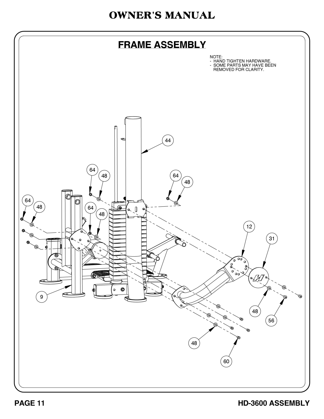 Hoist Fitness HD-3600 owner manual 4864 