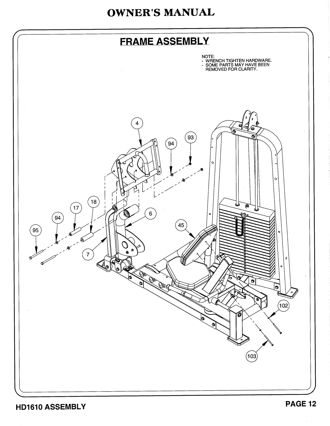 Hoist Fitness HD1610 owner manual 