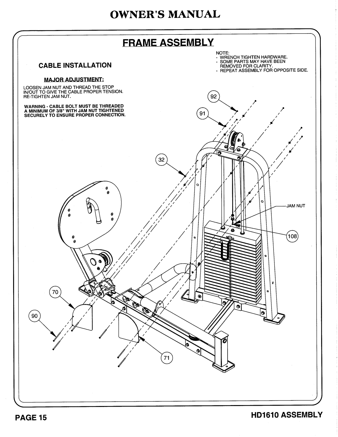 Hoist Fitness HD1610 owner manual 