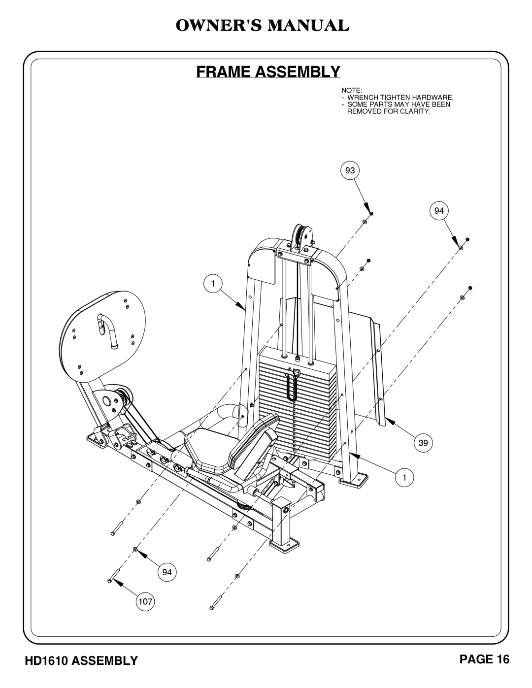 Hoist Fitness HD1610 owner manual 107 