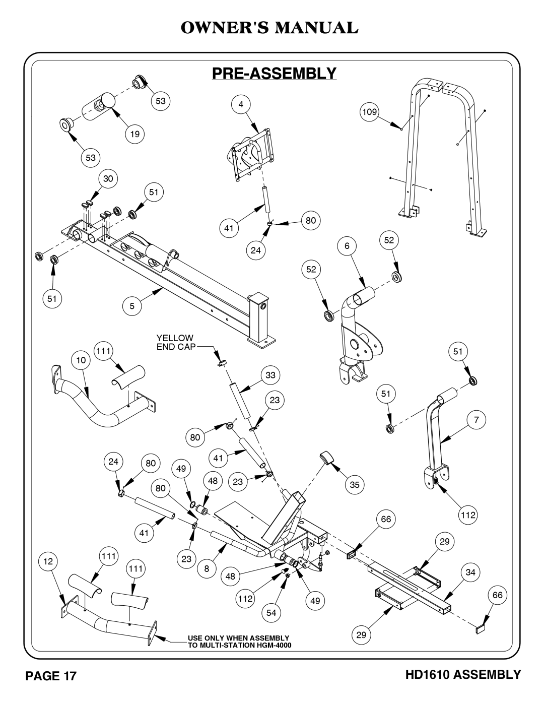 Hoist Fitness HD1610 owner manual Pre-Assembly 