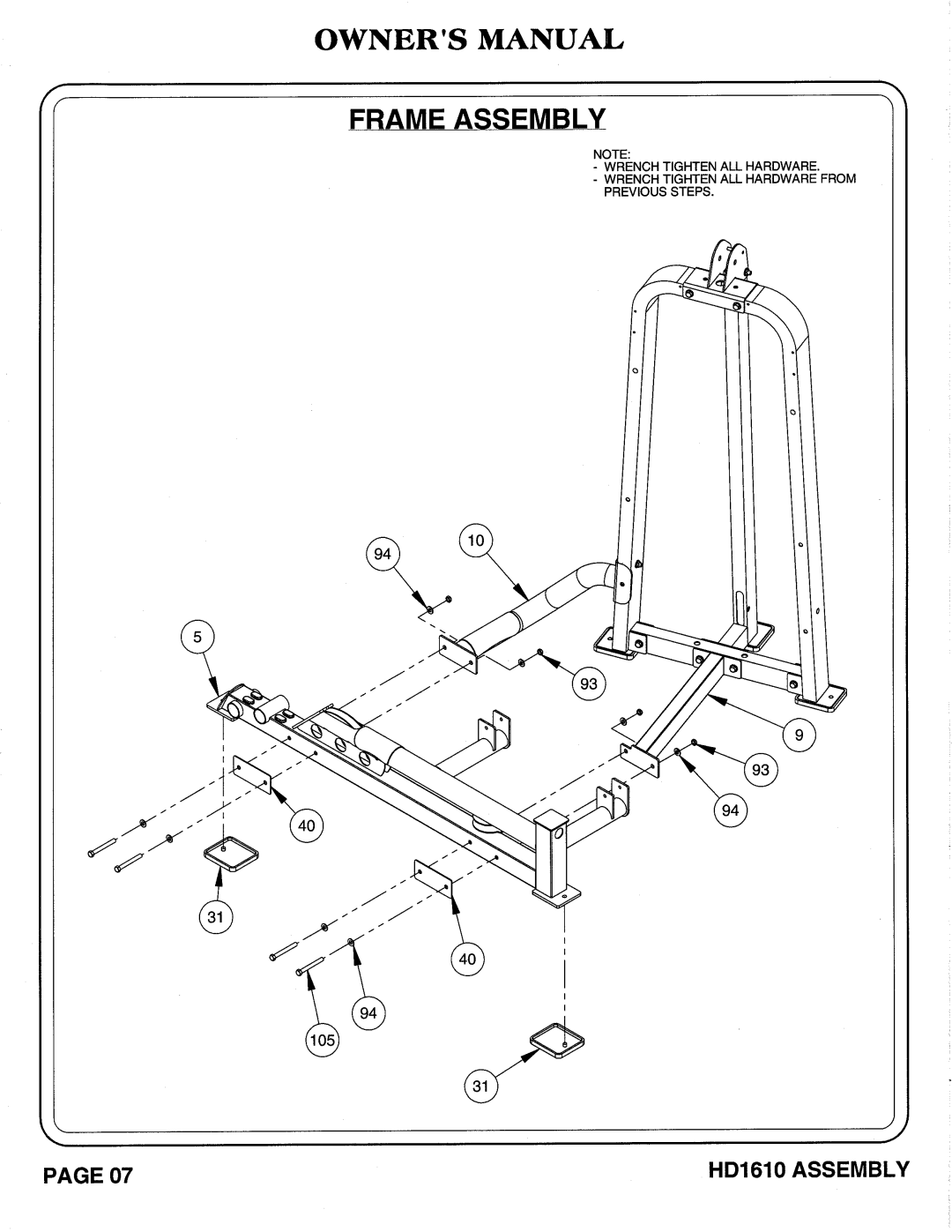 Hoist Fitness HD1610 owner manual 