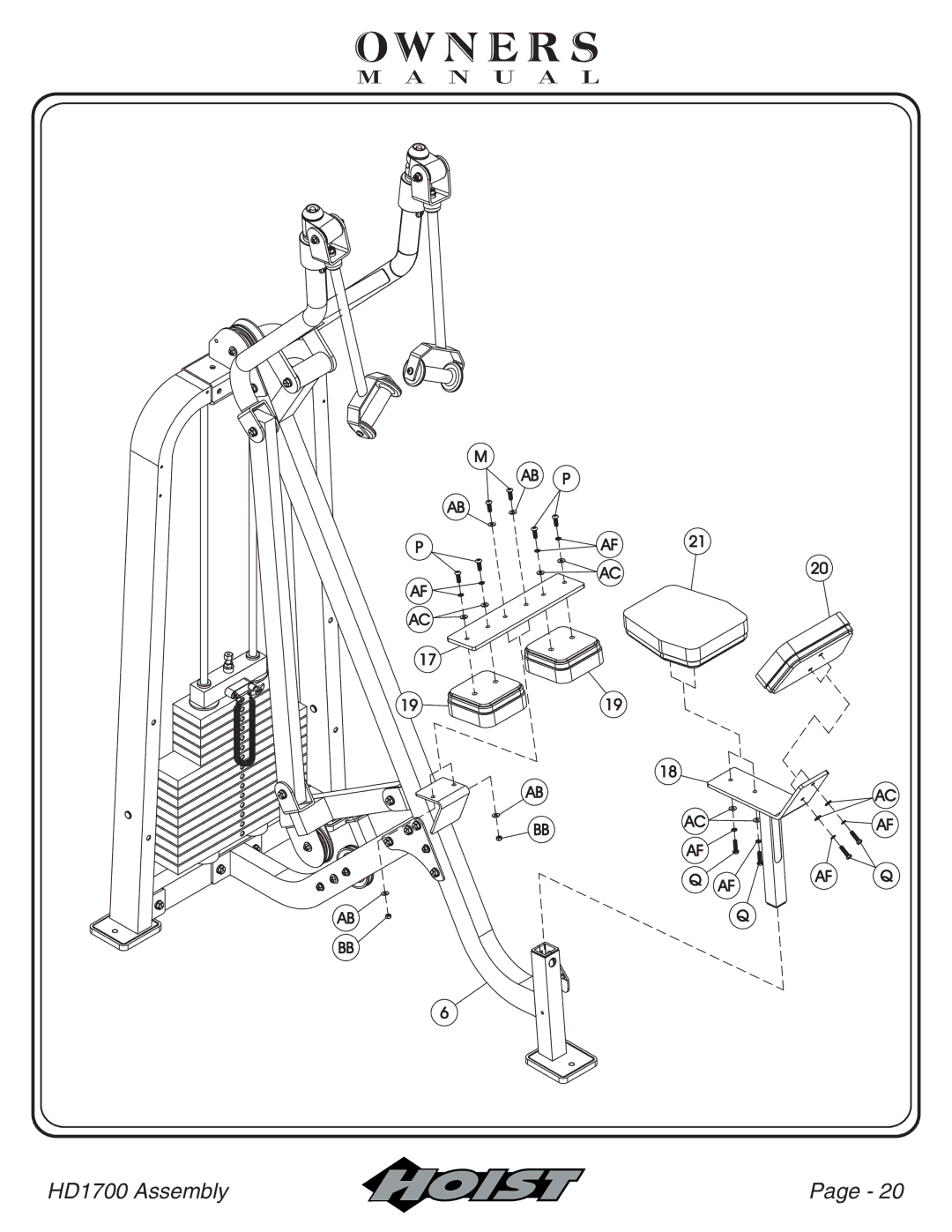 Hoist Fitness HD1700 owner manual Owners 