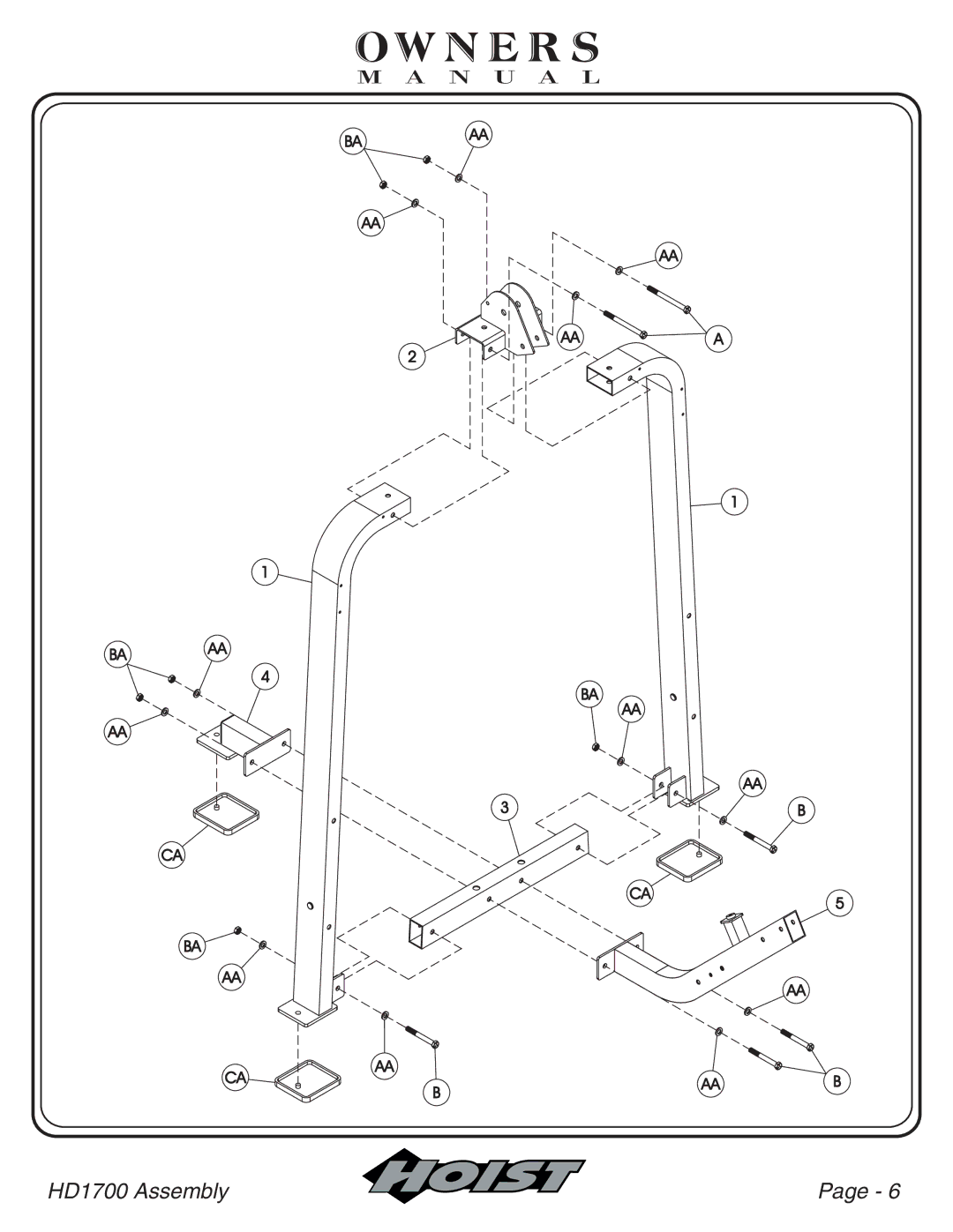 Hoist Fitness HD1700 owner manual Baaa BA AA 