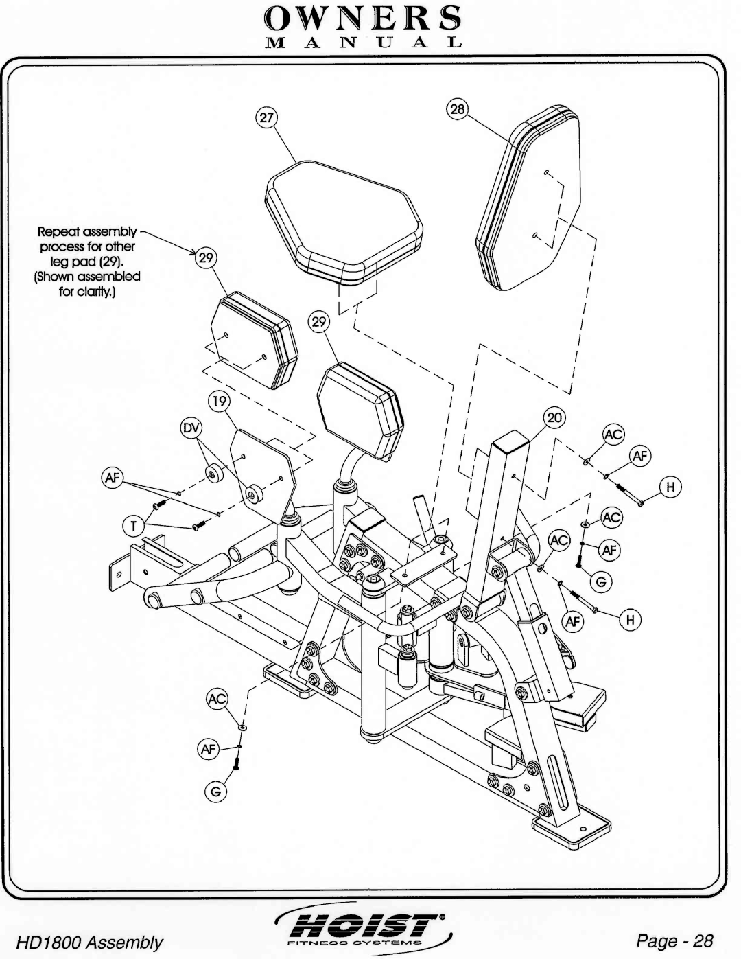 Hoist Fitness HD1800 manual 