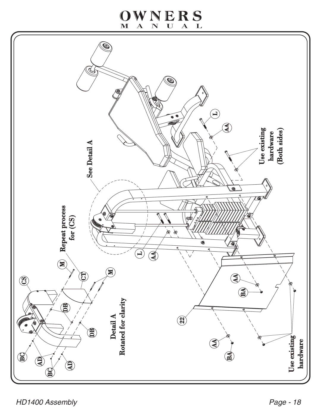 Hoist Fitness HDI400 owner manual See Detail a Repeat process For CS 