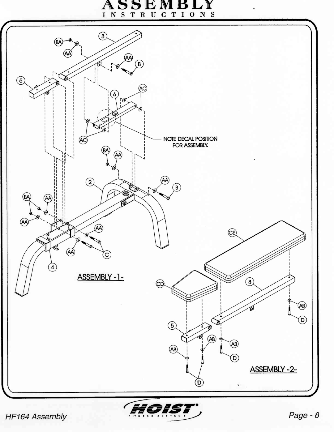 Hoist Fitness HF164 manual 