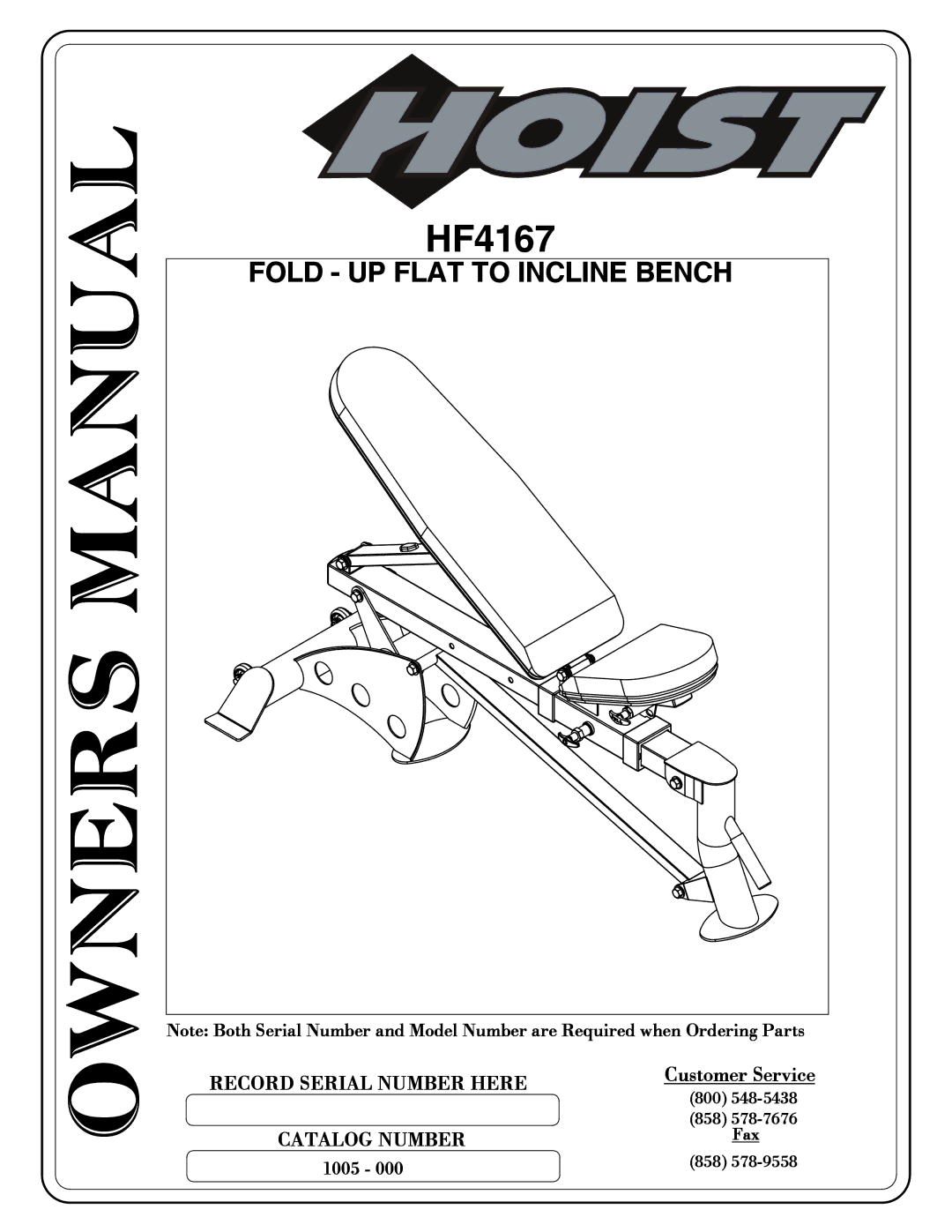 Hoist Fitness HF4167 owner manual 