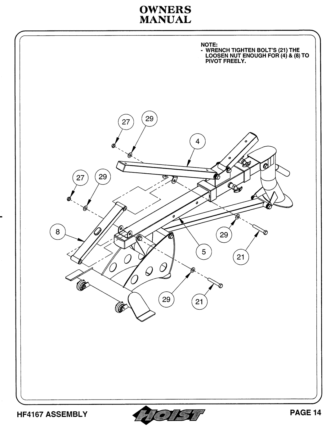 Hoist Fitness HF4167 owner manual 